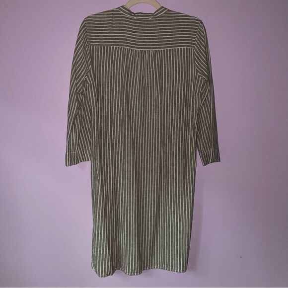 Tahari S Dress Linen Blend Mini Taupe Pinstripe Lagenlook - Picture 7 of 9